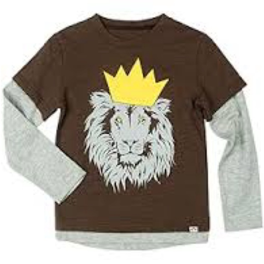 Appaman Brown and Gray Lion Graphic Long Sleeve Tee